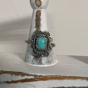 🔥Stunning Made in USA Genuine Turquoise and Sterling 925 Silver Adjustable Ring